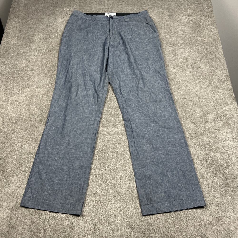 A|X Armani Exchange Pants Mens 33 x 32 Blue Chambray Chino Straight Leg Casual